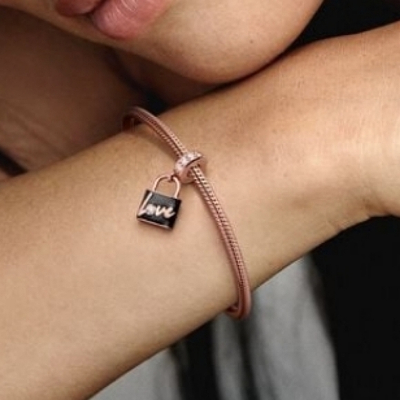 Authentic NEW Pandora Padlock Dangle Charm 14RGP Enamel CZ - Picture 5 of 8